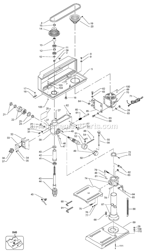 Black and Decker BT1300-AR (Type 1) Drill Press Power Tool Page A Diagram